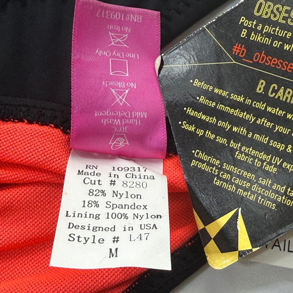 B Swim Cheeky Cupcake Bikini Bottom Womens Medium Noir Black Hot Pink L47 - Picture 9 of 9